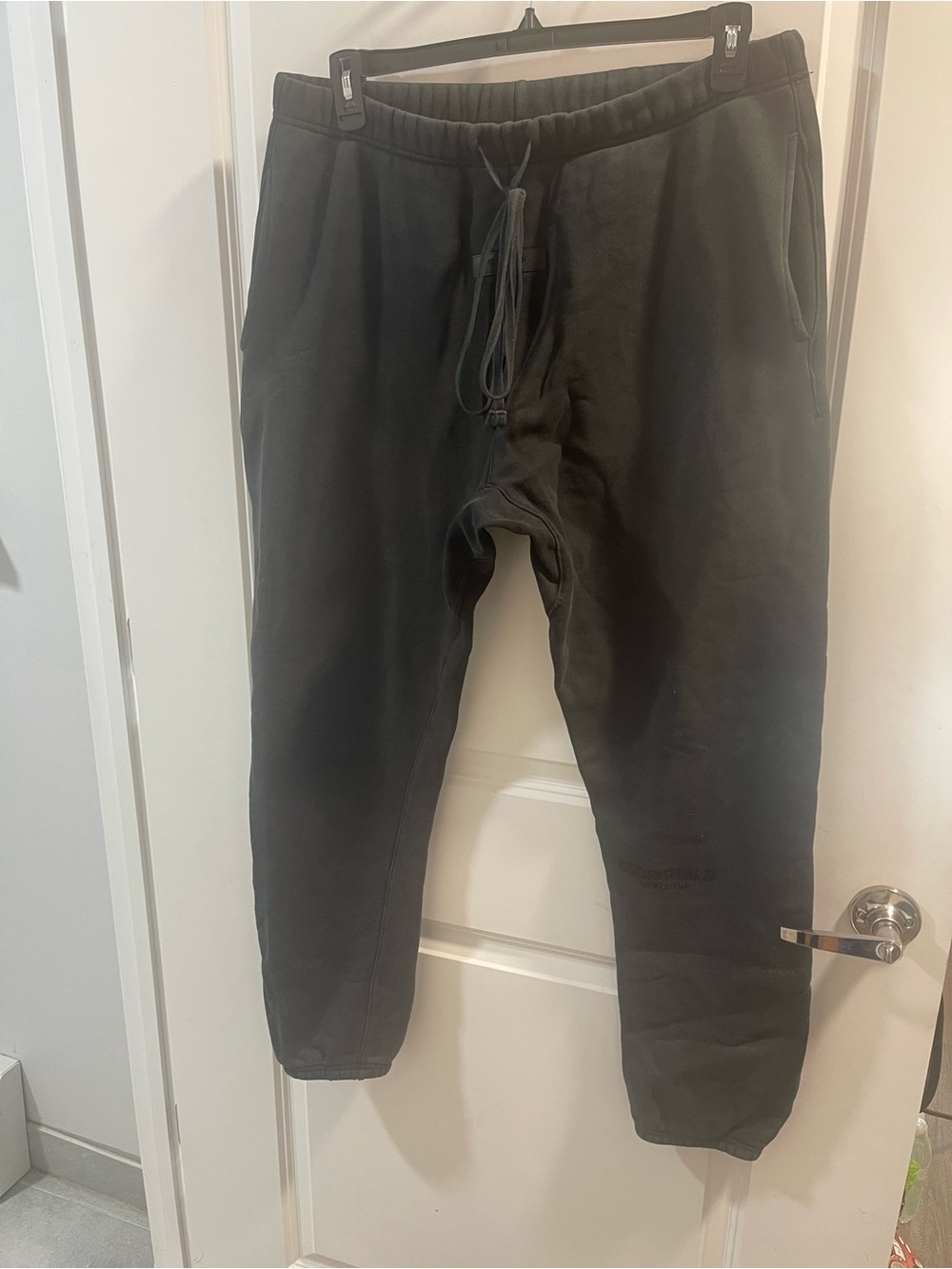 Essentials Men's Black Jogger Sweatpants with Drawstring Have One Hole - Picture 5 of 9